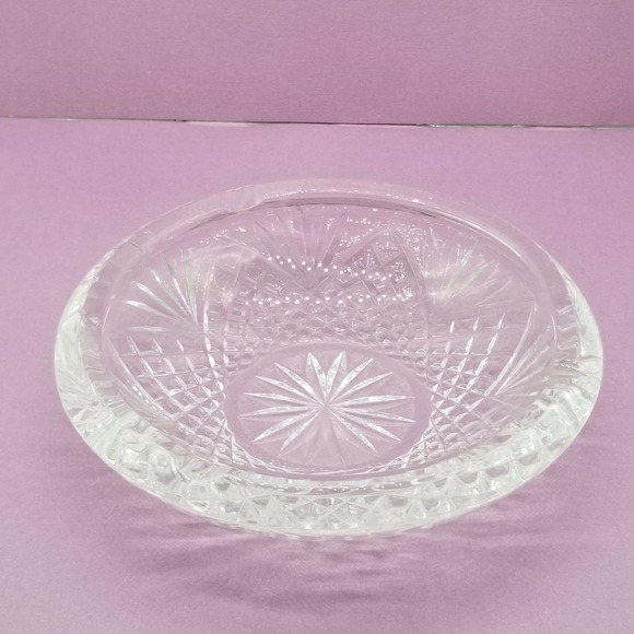 Cut Crystal Ashtray Round Heavy Clear Vintage ash tray - Picture 8 of 8
